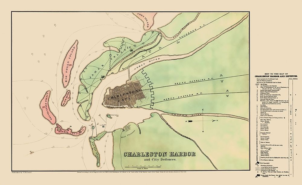 Charleston Harbor with City Defences - Usser  1864