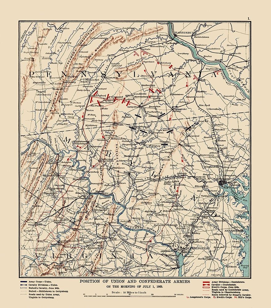 Union Confederate Army Positions - 1863