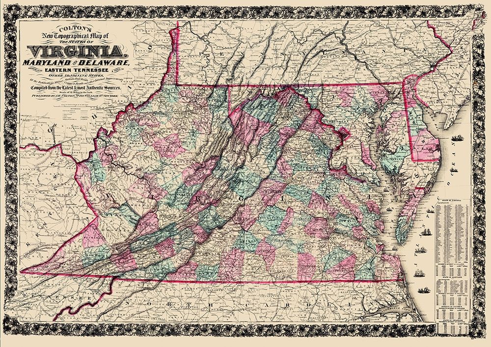 Virginia, Maryland ,Delaware - Colton  1862
