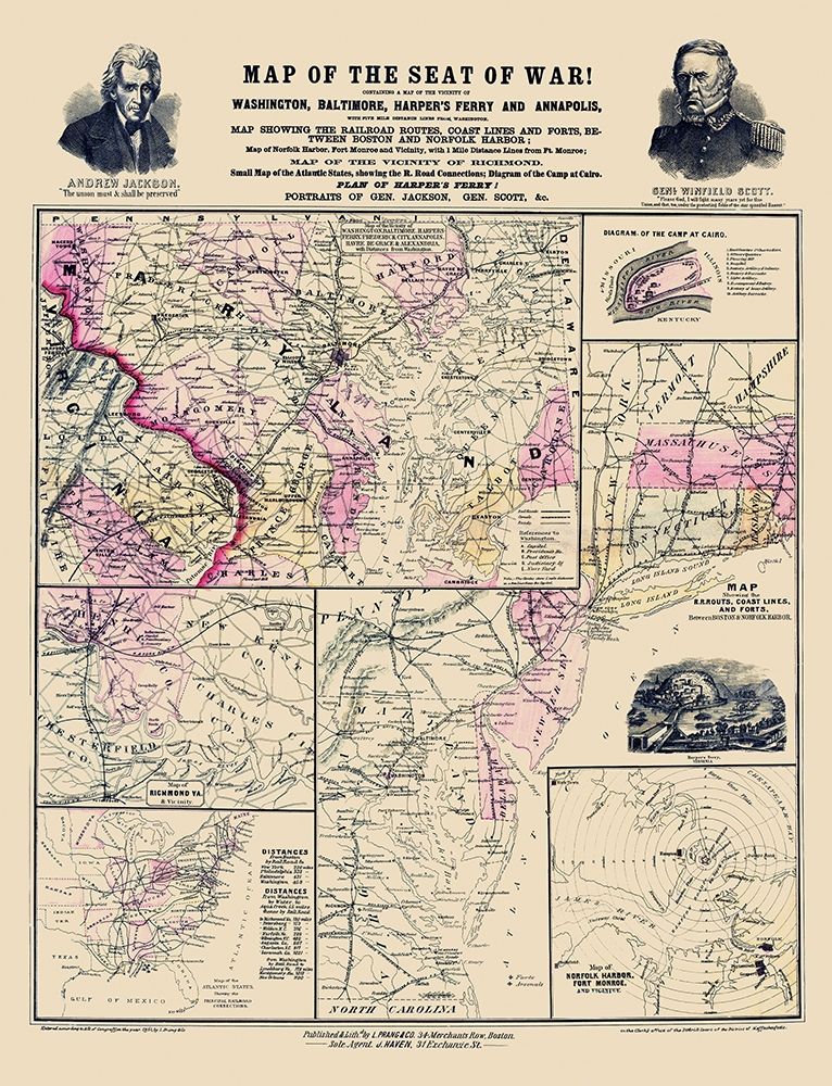 Seat of War of Atlantic Coast - Prang 1861