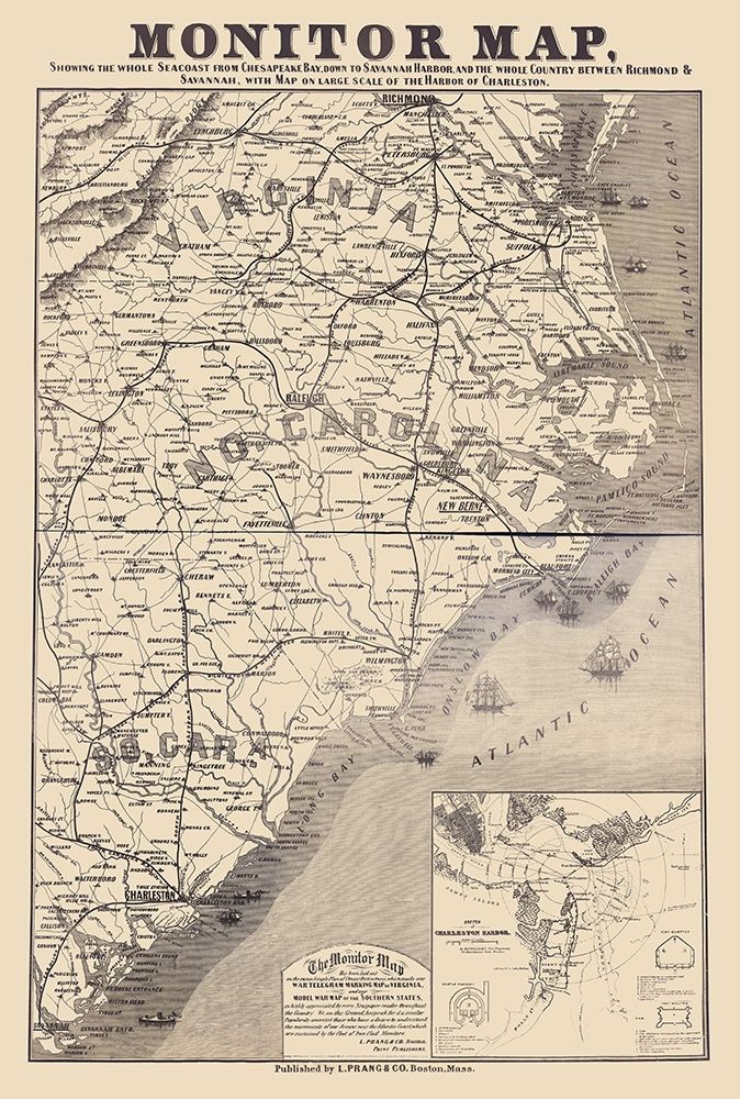 Coast of Carolinas Virginia - Prang 1863