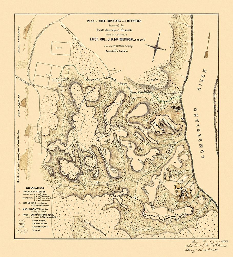 Fort Donelson Outworks Tennessee - McPherson 1876