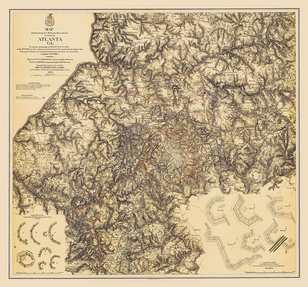 Military Operations Atlanta Georgia - Bien 1875