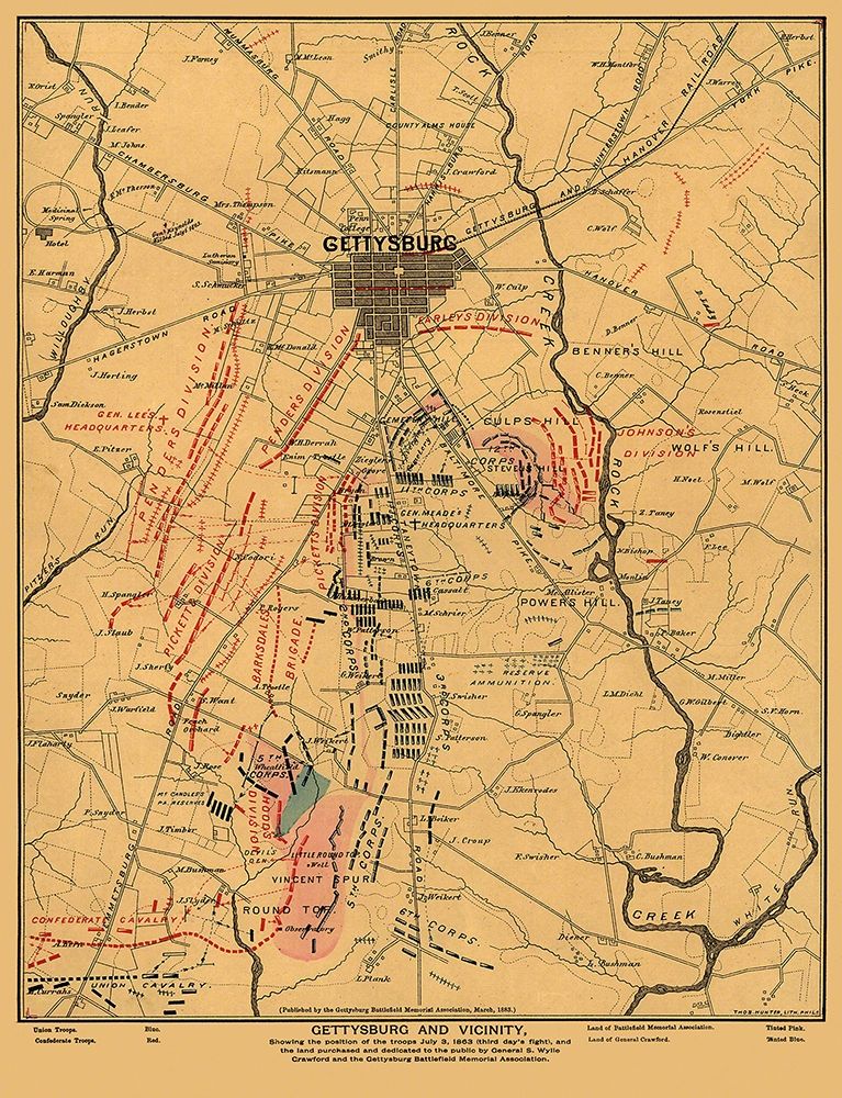 Gettysburg and Vicinity Pennsylvania - Hunter 1863