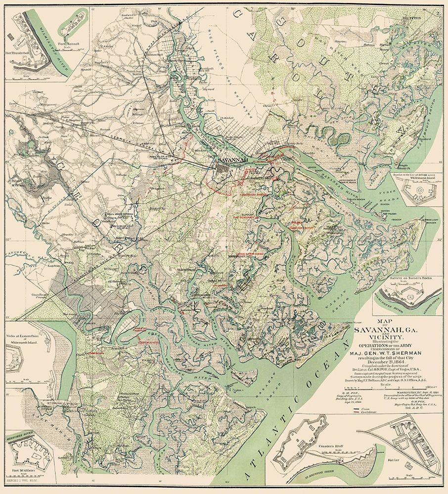 Savannah Georgia and Vicinity - Sherman 1864