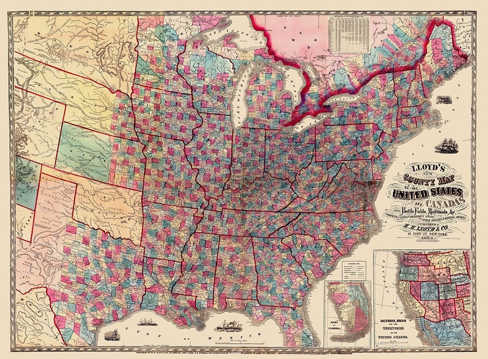 US Canada Showing Battlefields Railroads