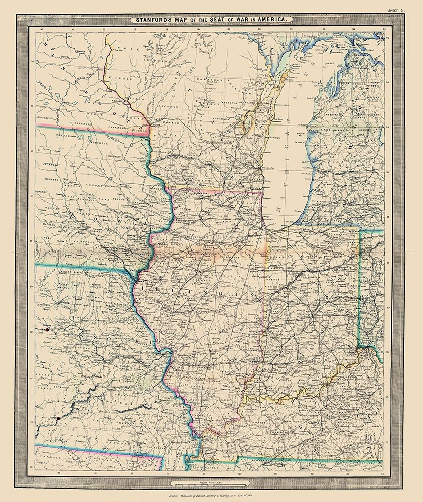 Seat of War in America - Stanford 1861