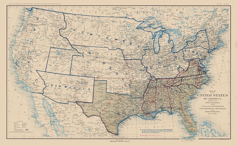 United States Union Confederation Lines 1862