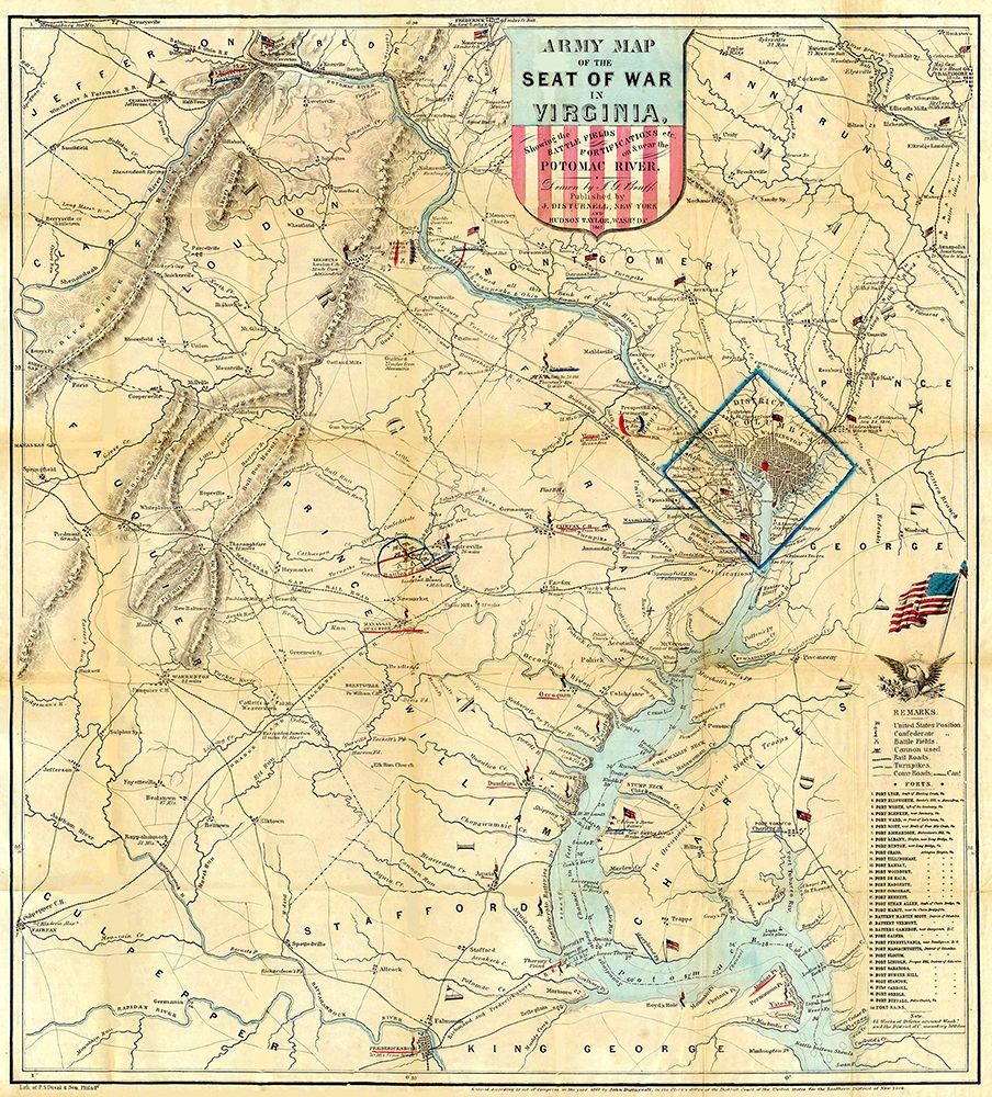 Army Seat of War In Virginia - Disturnell 1861