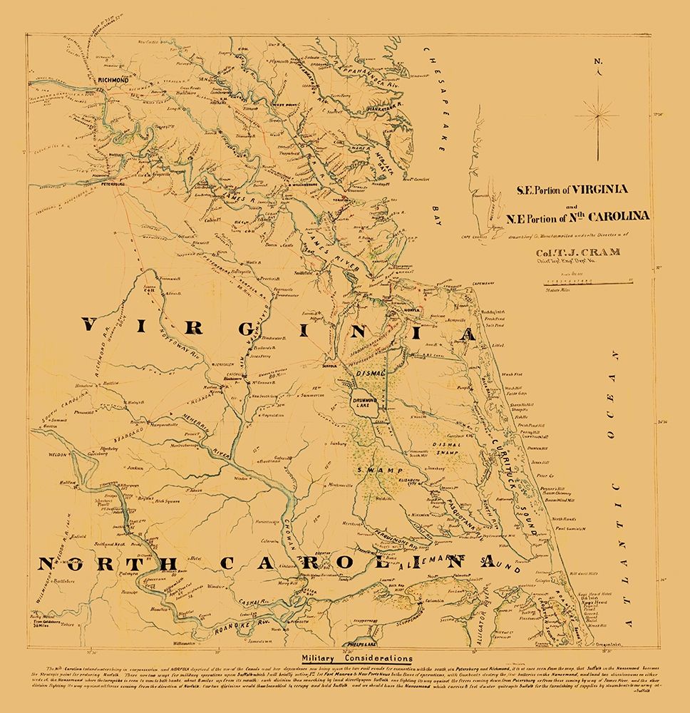 Virginia North Carolina - Cram 1860