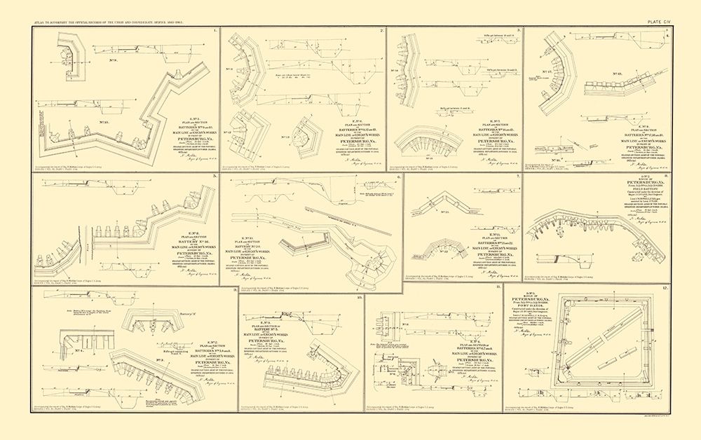 Plan Section of Batteries In Virginia - Bien 1895