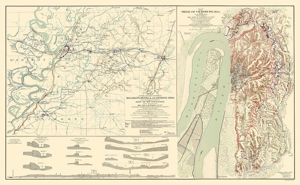 Seige of Vicksburg Mississippi 2 Views - Bien 1863
