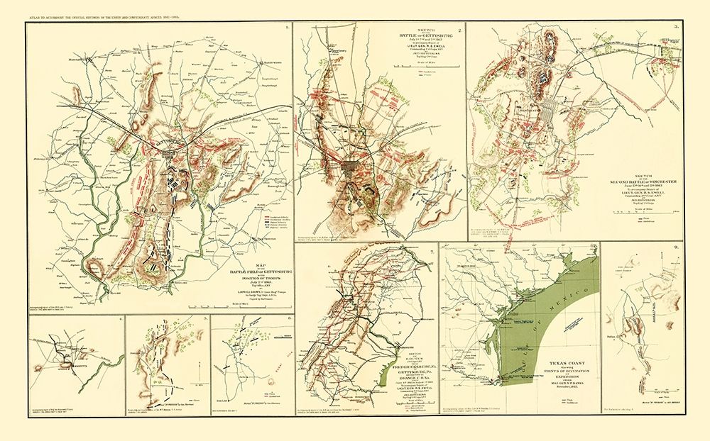 Texas Virginia Pennsylvania Georgia Battle Routes