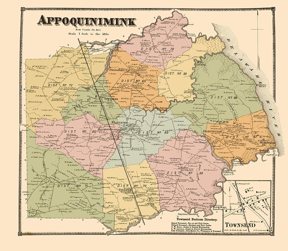 Appoquinimink Delaware Landowner - Beers 1868