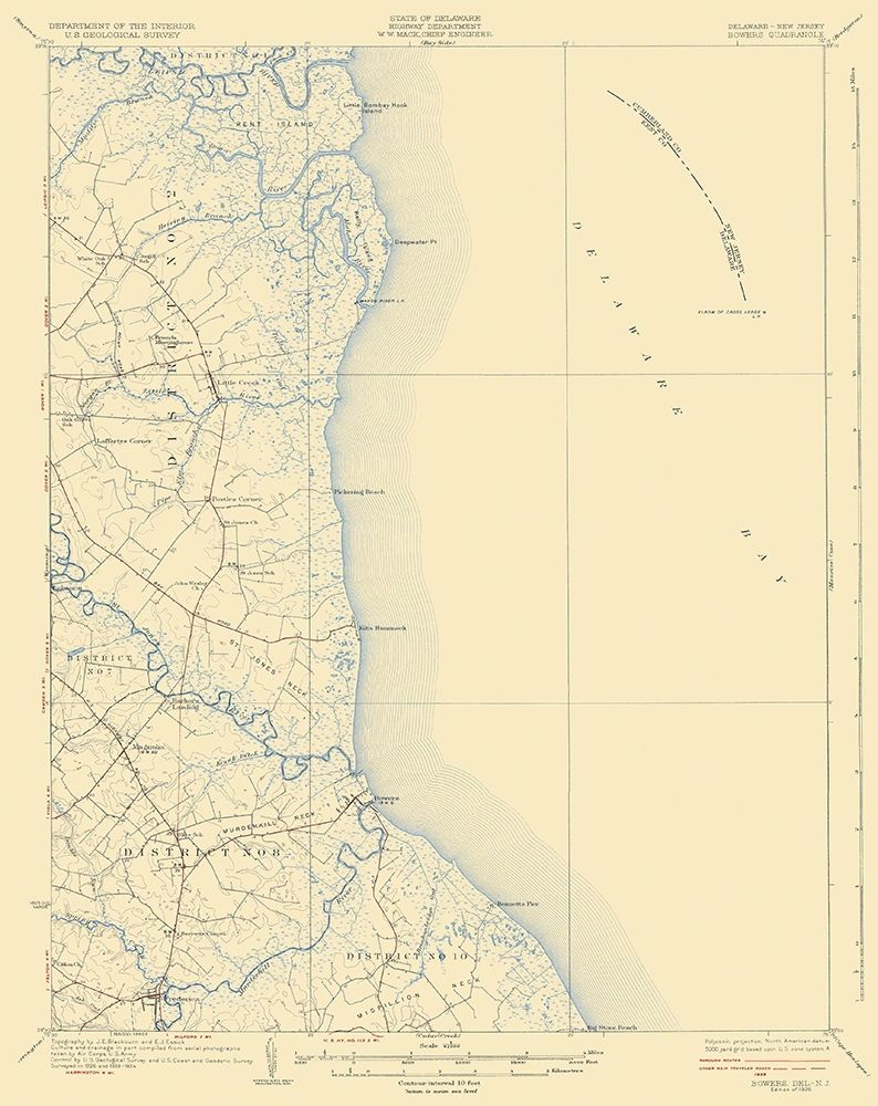 Bowers Delaware New Jersey Quad - USGS 1936