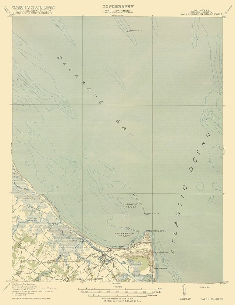 Cape Henlopen Delaware Quad - USGS 1918