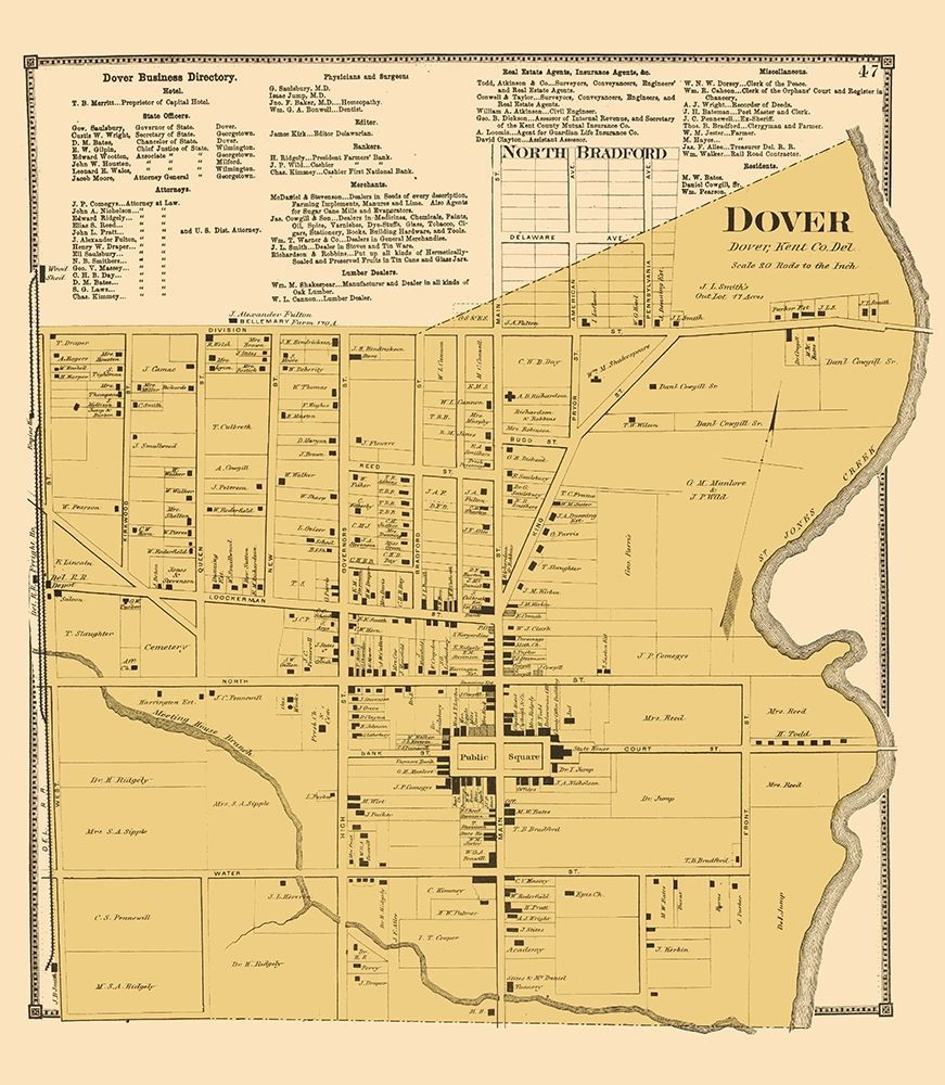 Dover Delaware Landowner - Beers 1868