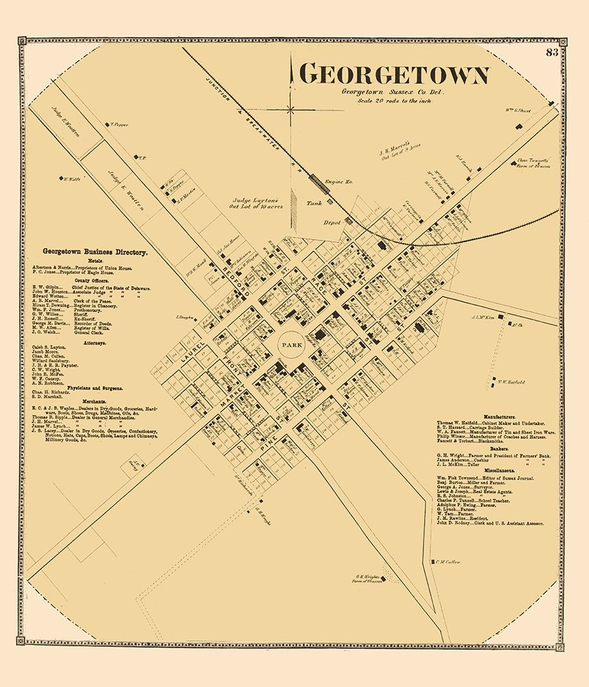 Georgetown Delaware Landowner - Beers 1868