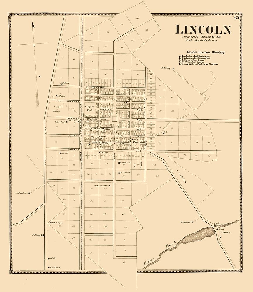 Lincoln Delaware Landowner - Beers 1868