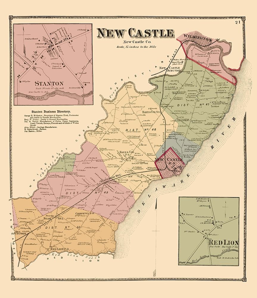 New Castle Delaware Landowner - Beers 1868