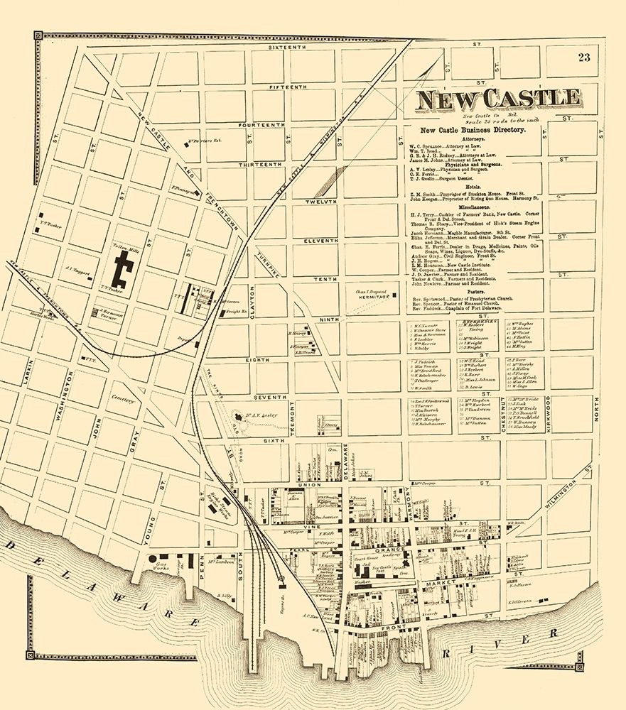 New Castle Delaware Landowner - Beers 1868