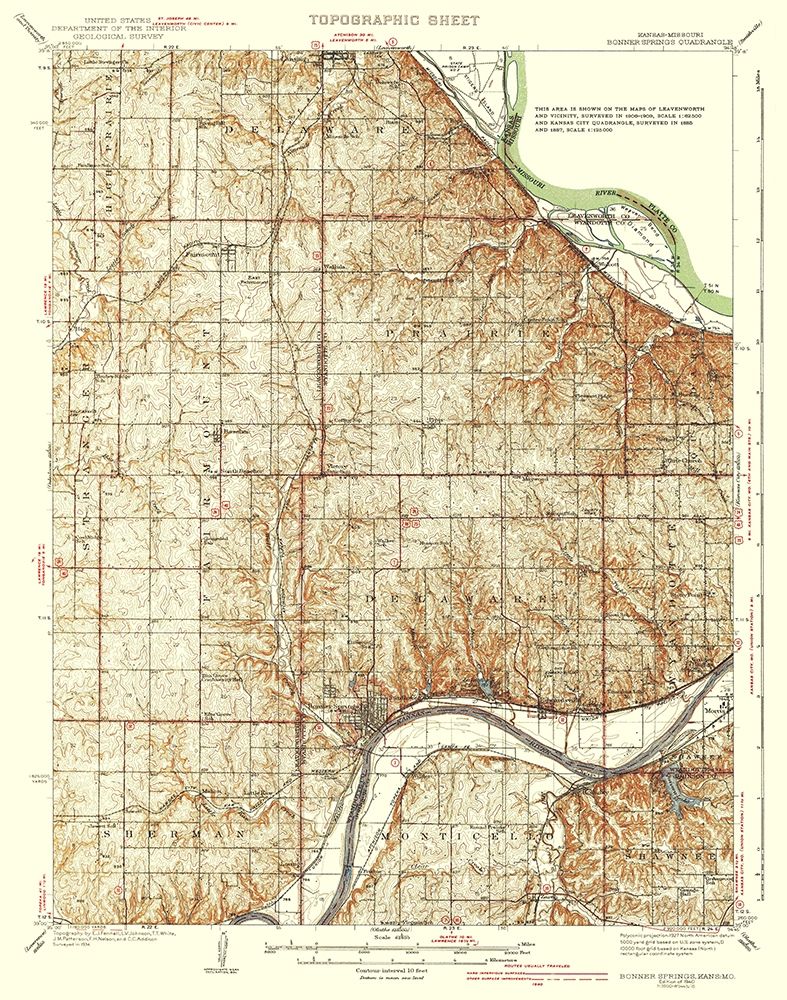 Bonner Springs Kansas Missouri Quad - USGS 1940