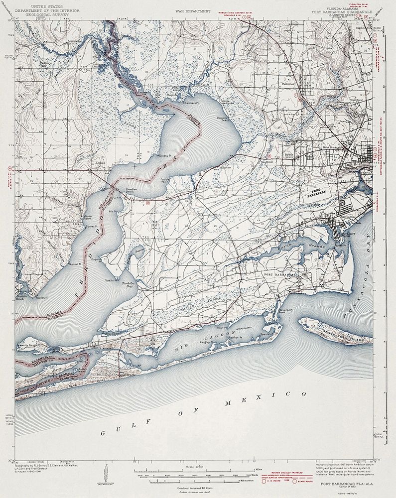 Fort Barrancas Florida Alabama Quad - USGS 1943