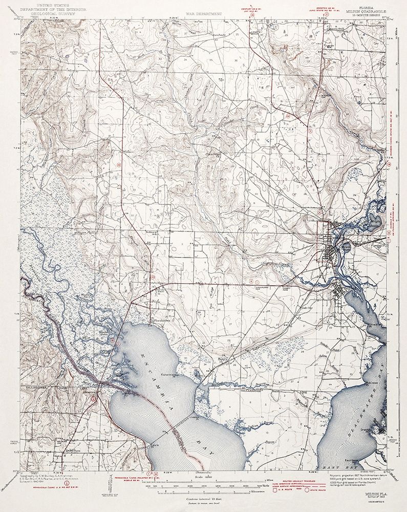 Milton Florida Quad - USGS 1943