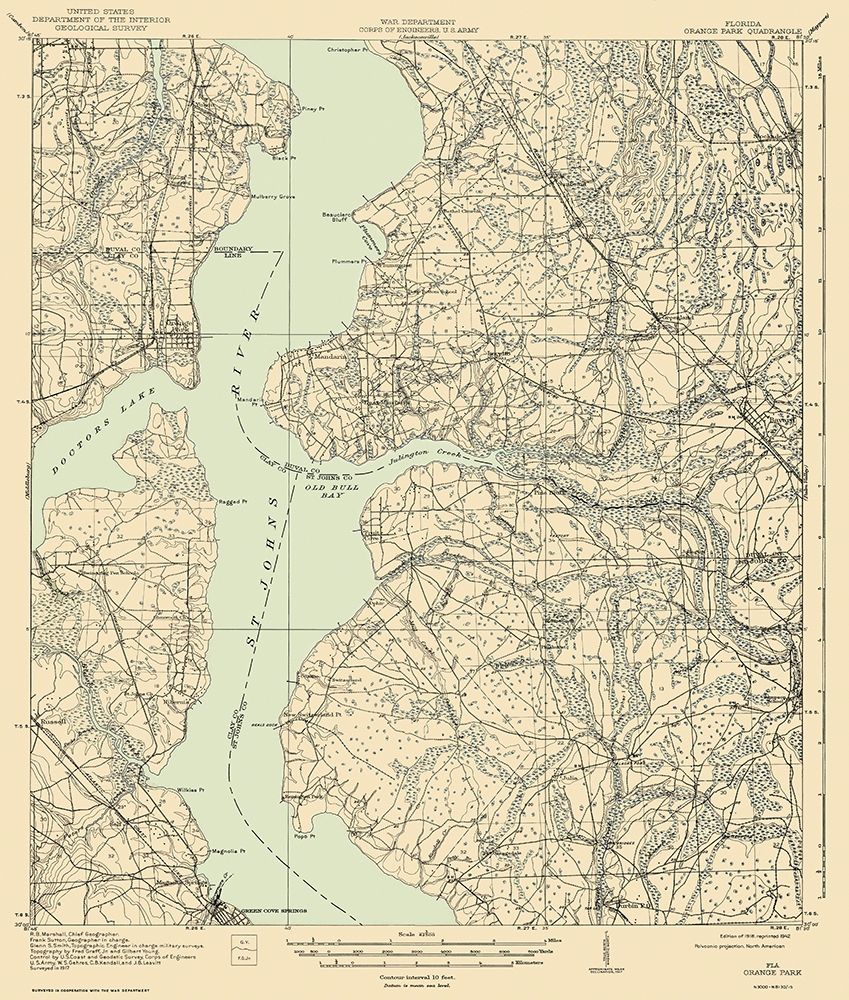 Orange Park Florida Quad - USGS 1918