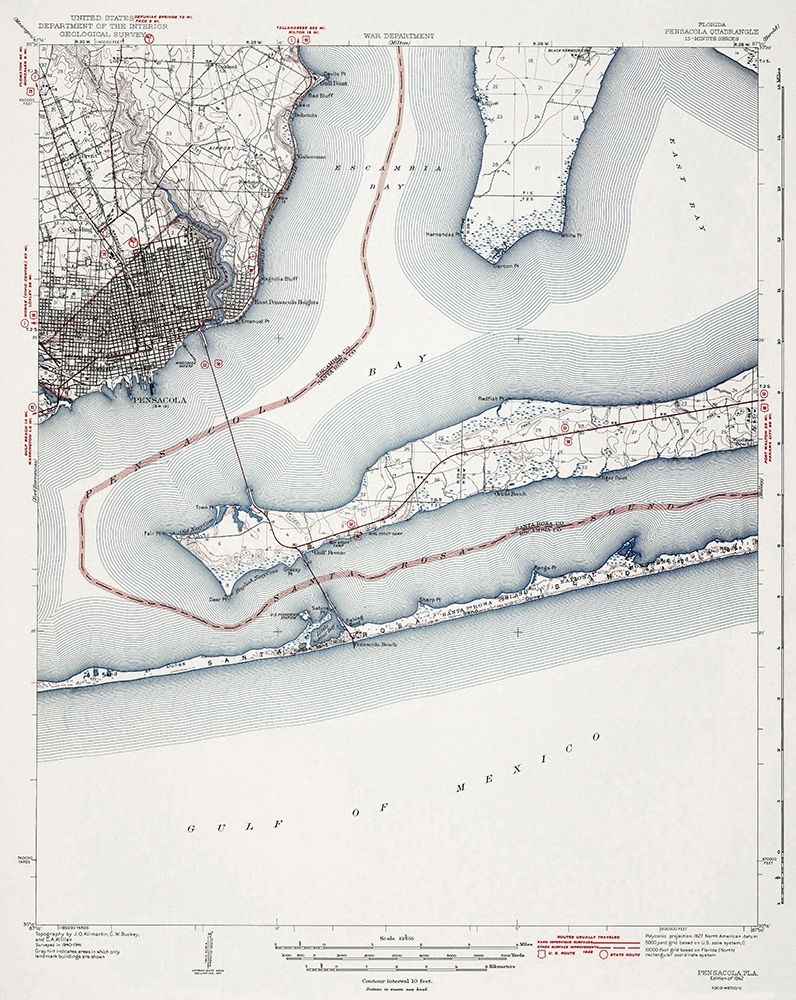 Pensacola Florida Quad - USGS 1942
