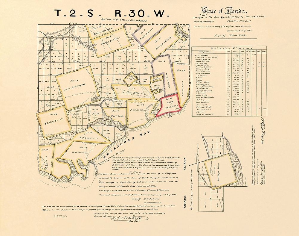 Pensacola Bay Florida Landowner - Butler 1829