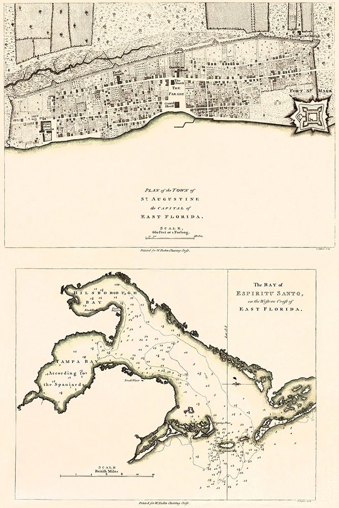 St Augustine, Tampa Bay Florida - Faden 1777