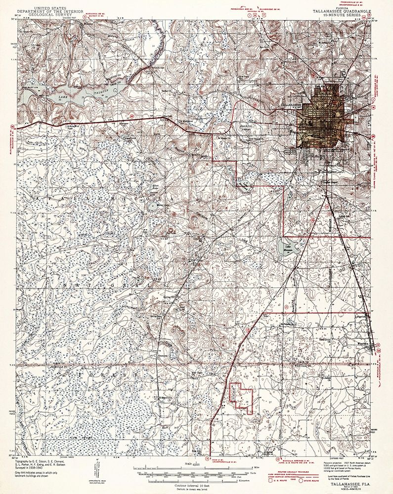 Tallahassee Florida Quad - USGS 1943