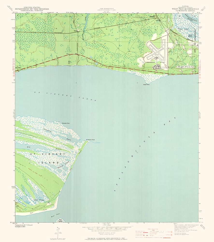 West Pass Florida Quad - USGS 1943