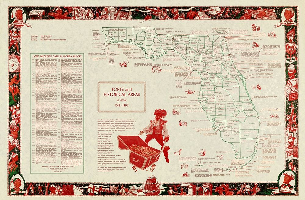Florida Forts, Historical Areas 1513 - 1865 - 1965