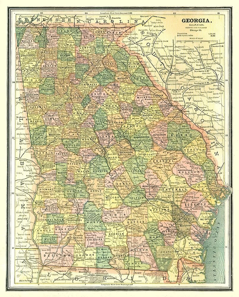 Georgia - Cram 1886