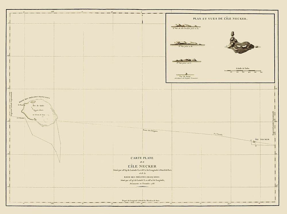 Necker Island Hawaii - Bernizet 1797