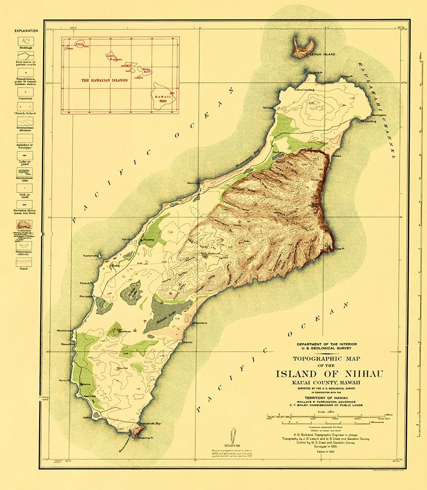 Niihau Island Hawaii - USGS 1929