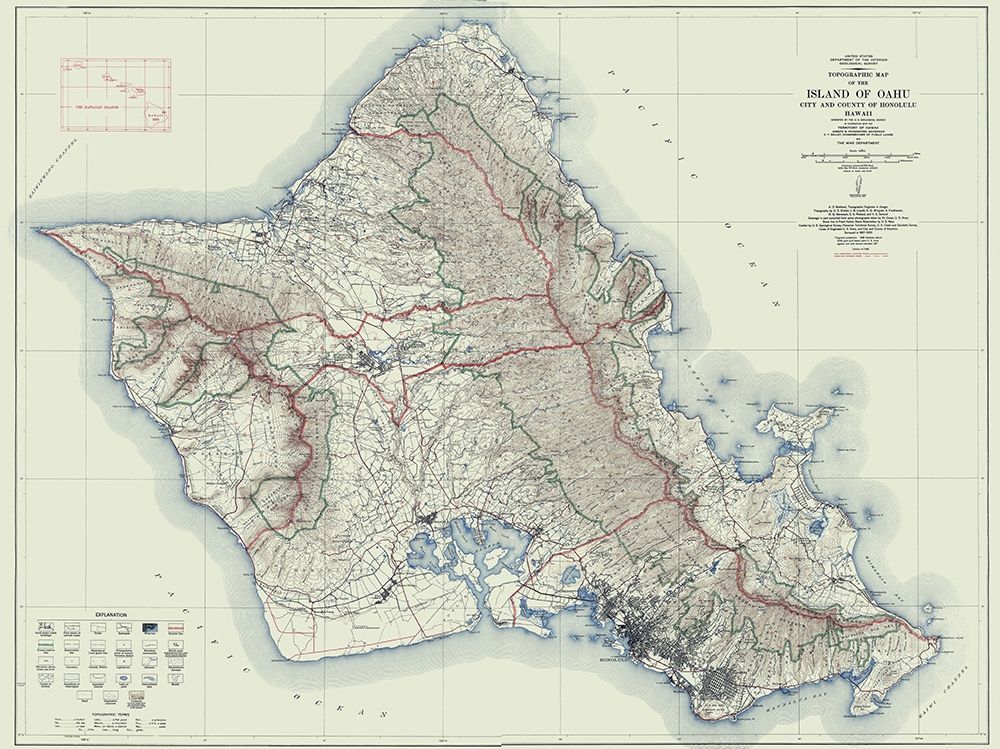 Oahu Hawaii - USGS 1938