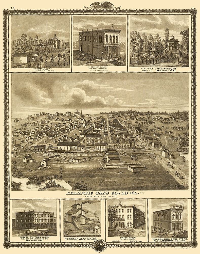 Atlantic Cass Co Iowa - Shober 1875