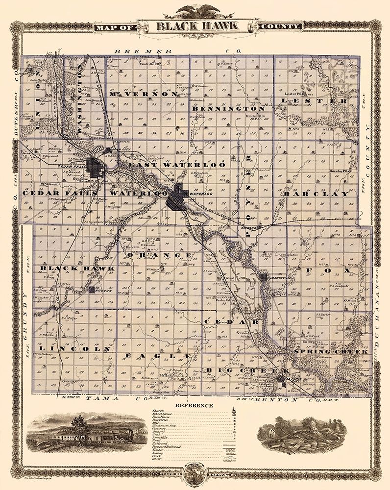 Black Hawk Iowa Landowner - Shober 1874