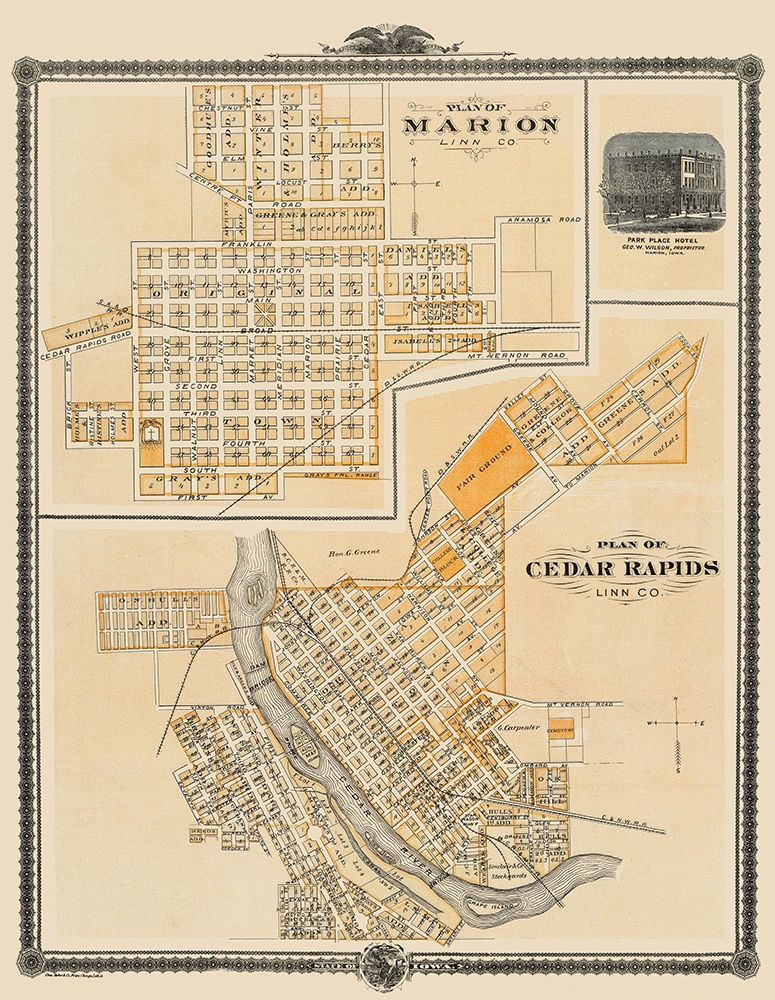 Cedar Rapids, Marion Iowa - Shober 1875