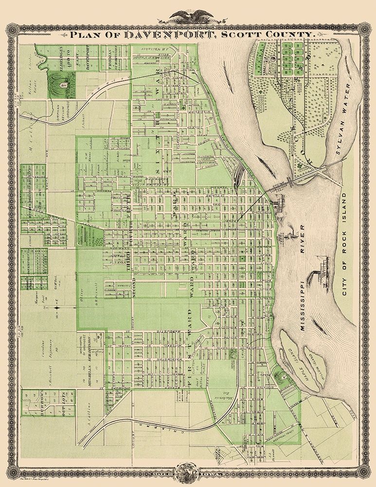 Davenport Iowa Landowner - Shober 1875