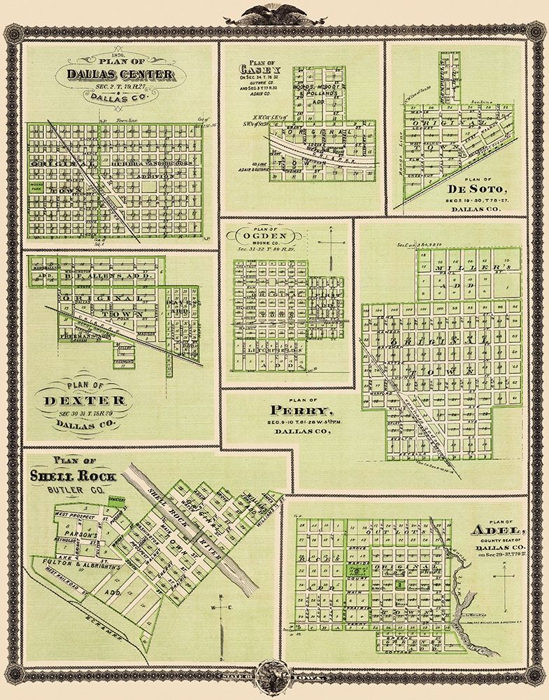 Dallas Iowa Towns  Vicinity - 1876