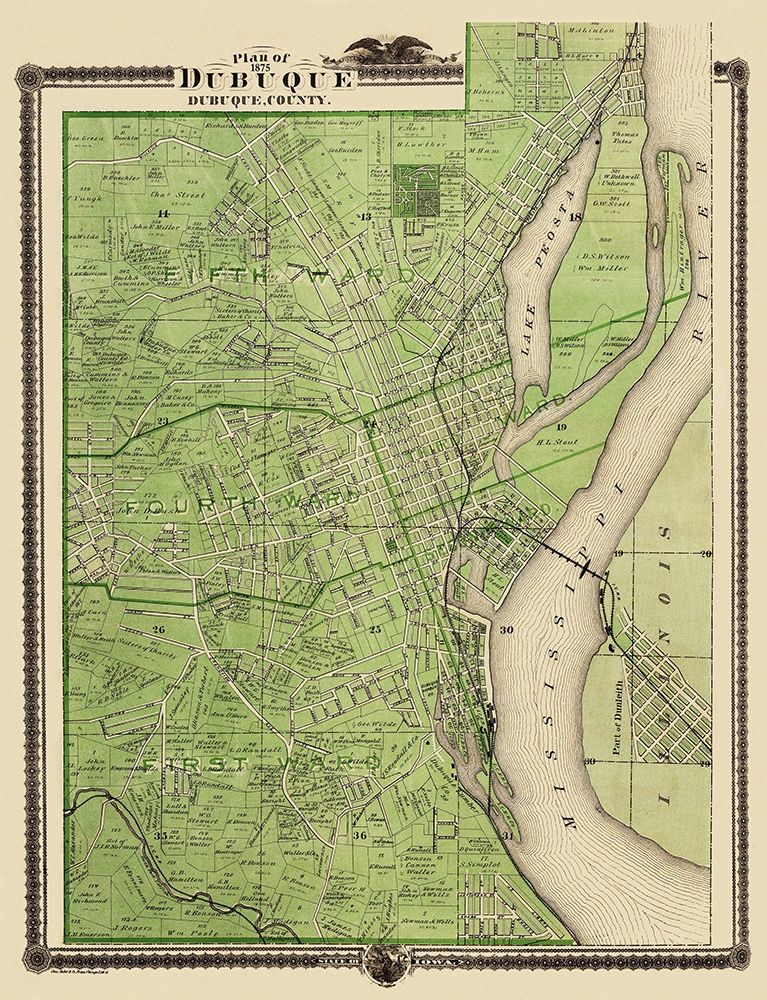 Dubuque Iowa Landowner - Shober 1875