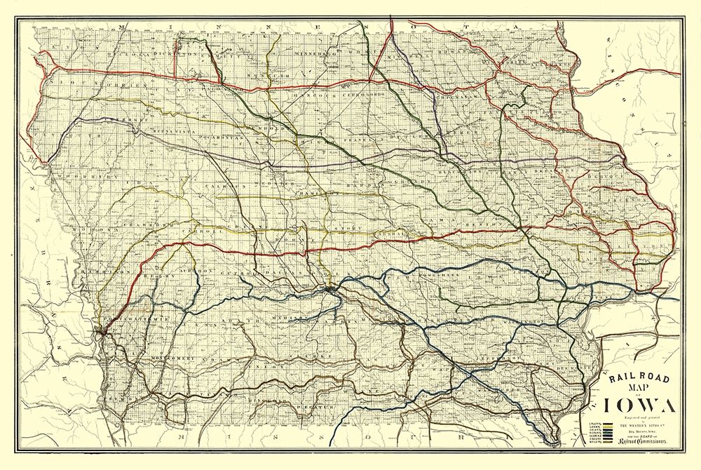 Iowa Railroad - Western Litho 1881