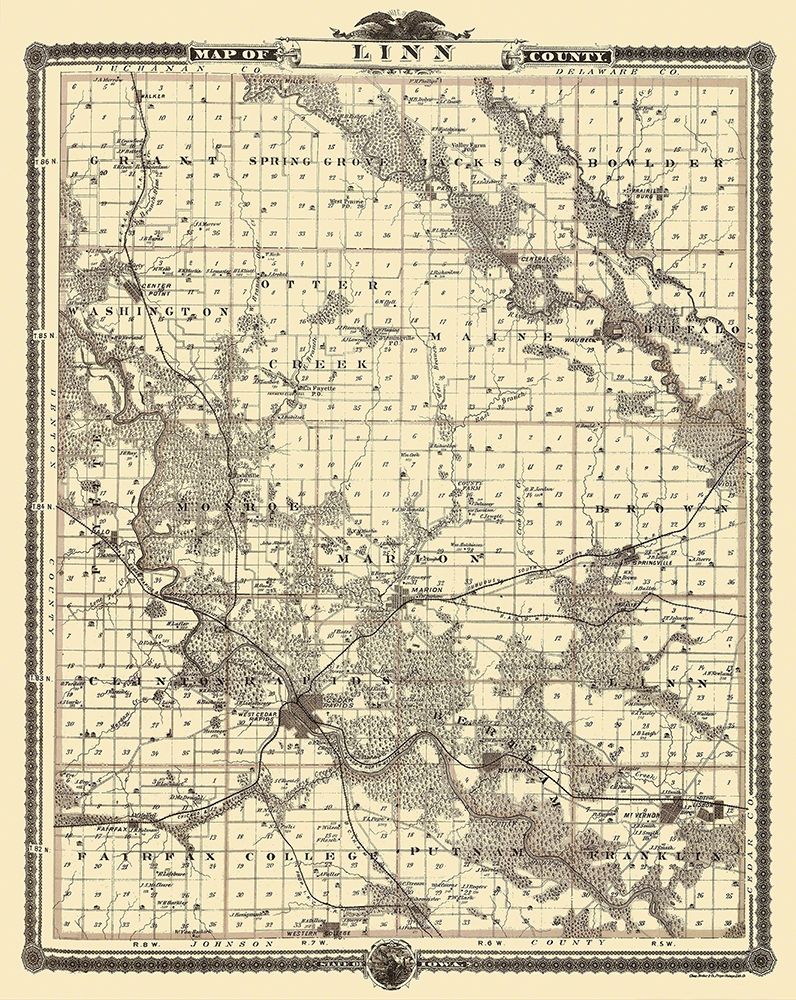 Linn  Mt Vernon Iowa Landowner - Shober 1875