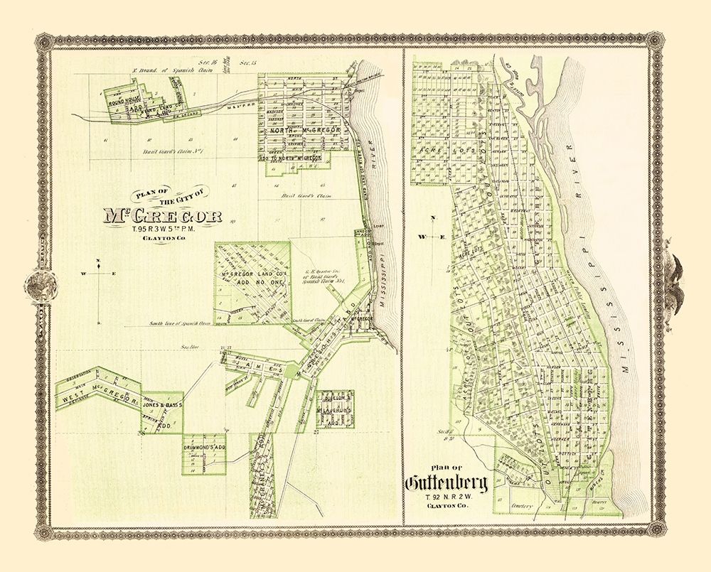 Mcgregor, Guttenberg Iowa Landowner - Andreas 1874