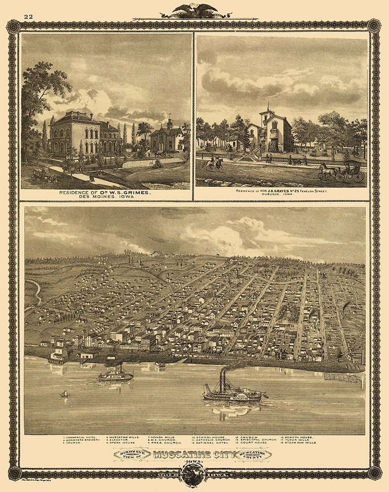 Muscatine Iowa - Andreas 1875
