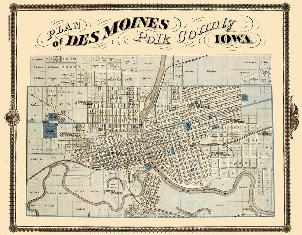 Des Moines Iowa Landowner - Andreas 1875